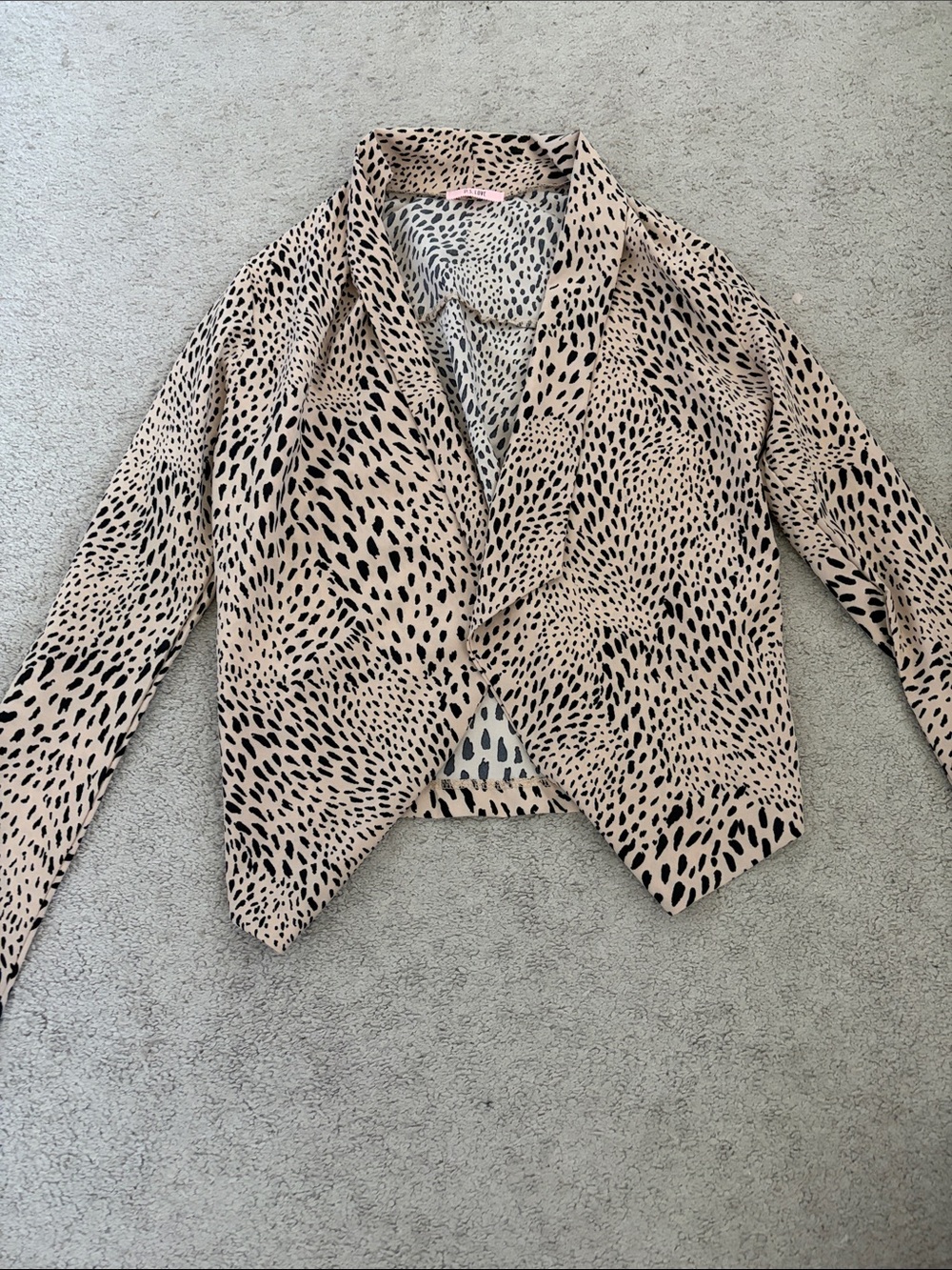 Light Pink Animal-Print Open Front Blazer